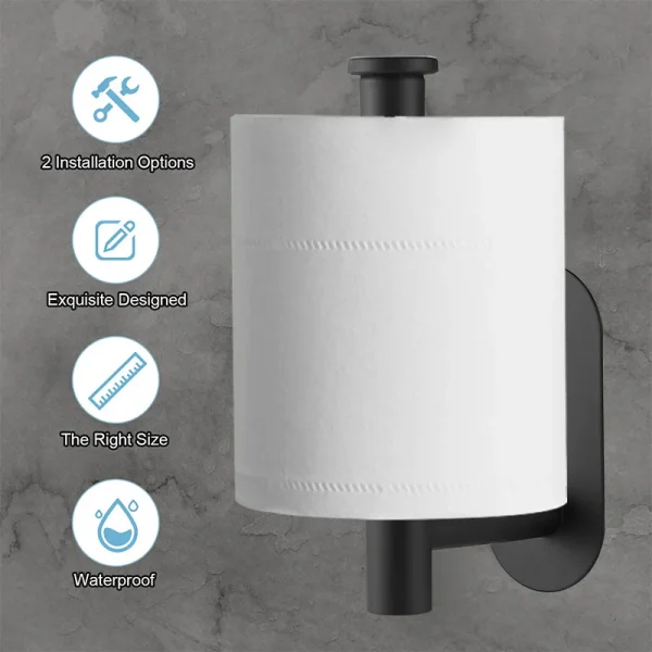Adhesive Toilet Paper Holder Stainless Steel Tissue Hanger Waterproof Toilet Paper Stand Bathroom Accessories Paper Towels Hold 4