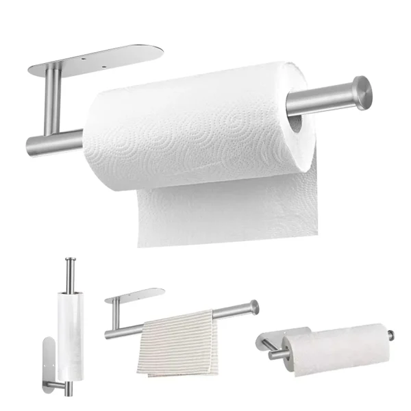 Adhesive Toilet Paper Holder Stainless Steel Tissue Hanger Waterproof Toilet Paper Stand Bathroom Accessories Paper Towels Hold 5