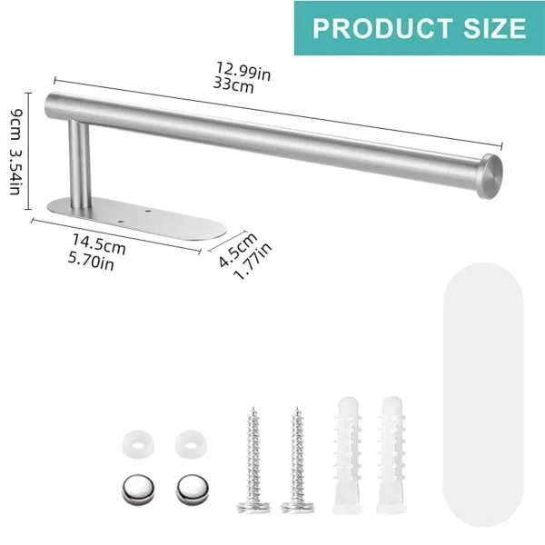 Adhesive Toilet Paper Holder Stainless Steel Tissue Hanger Waterproof Toilet Paper Stand Bathroom Accessories Paper Towels Hold 6