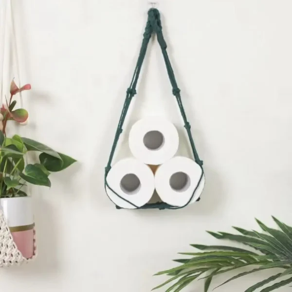 Hanging Toilet Paper Towel Holders Bathroom Decor Nordic Style Roll Storage Net Bag Wall Mounted Kitchen Basket Towel Rack 1