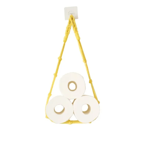 Hanging Toilet Paper Towel Holders Bathroom Decor Nordic Style Roll Storage Net Bag Wall Mounted Kitchen Basket Towel Rack 4