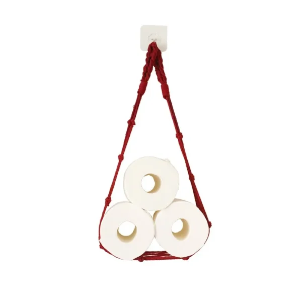 Hanging Toilet Paper Towel Holders Bathroom Decor Nordic Style Roll Storage Net Bag Wall Mounted Kitchen Basket Towel Rack 5