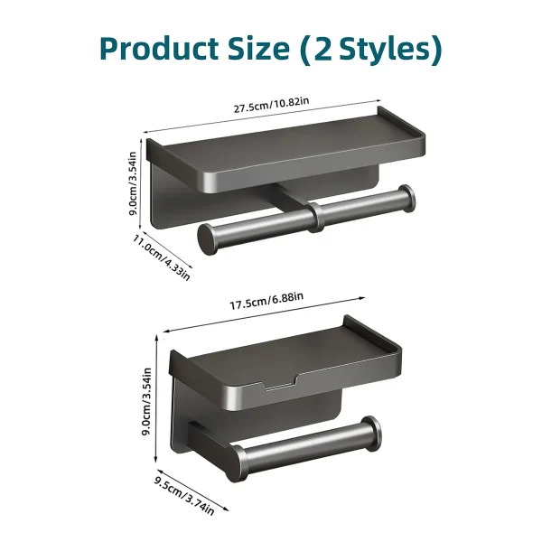 Wall Mounted Toilet Paper Holder Space Aluminum Toilet Roll Paper Holder Space Saving Storage Shelf Bathroom Kitchen Accessories 6