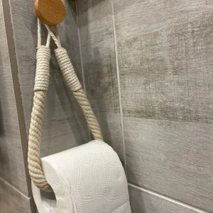 Kitchen Wooden Hook Toilet Paper Roll Holder Nail Free Wall-mounted Retro Towel Rack for Home Paper Towel Stand Bathroom Decor 1