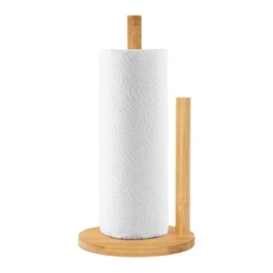 Wood Paper Towel Holder Kitchen Roll Paper Towel Holder Bathroom Tissue Vertical Stand Anti-Skid Base Paper Towel Storage Holder 1