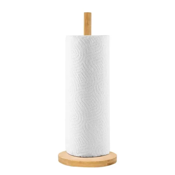 Wood Paper Towel Holder Kitchen Roll Paper Towel Holder Bathroom Tissue Vertical Stand Anti-Skid Base Paper Towel Storage Holder 2