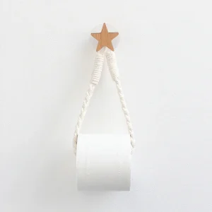Vintage Towel Hanger Rope Bathroom accessories Home Hotel Decoration Supplies Mickey,moon,star Wooden Hook Toilet paper holder 1