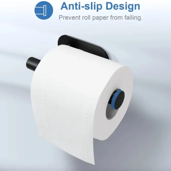 Adhesive Toilet Paper Holder, No Drilling Stainless Steel Toilet Roll Holder, Stick on Wall Storage Rack for Bathroom Kitchen RV 5