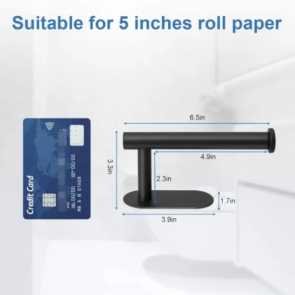 Adhesive Toilet Paper Holder, No Drilling Stainless Steel Toilet Roll Holder, Stick on Wall Storage Rack for Bathroom Kitchen RV 6