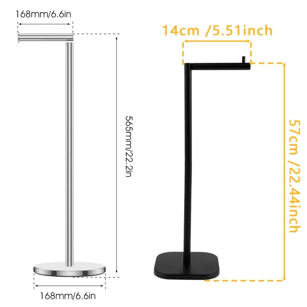 Freestanding Toilet Roll Holders Stainless Steel Toilet Paper Stand Anti-Rust Space Bathroom Tissue Rack Paper Dispenser Storage 4