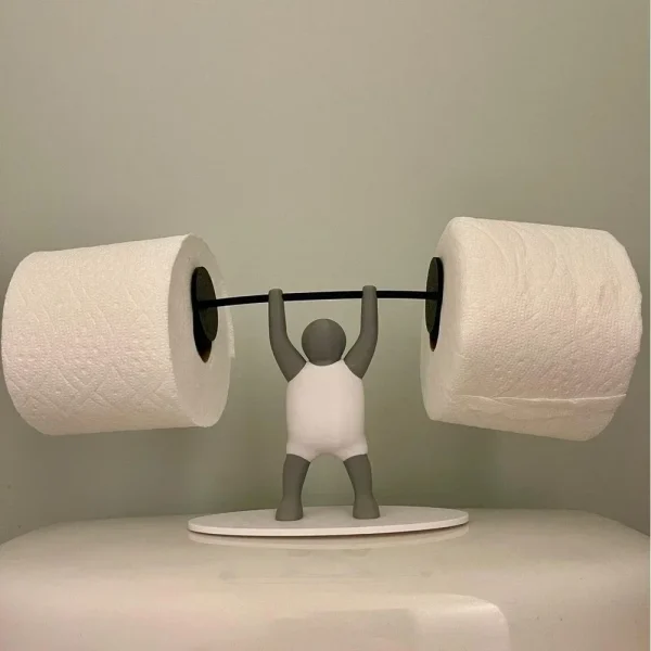 Funny Weightlifting Toilet Paper Holder - Fitness Themed Bathroom Roll Dispenser, Multifunctional Storage Rack bathroom decor 1