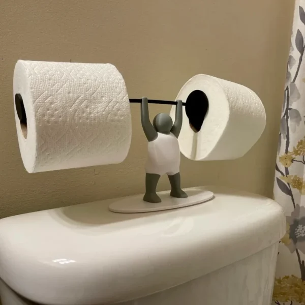 Funny Weightlifting Toilet Paper Holder - Fitness Themed Bathroom Roll Dispenser, Multifunctional Storage Rack bathroom decor 2