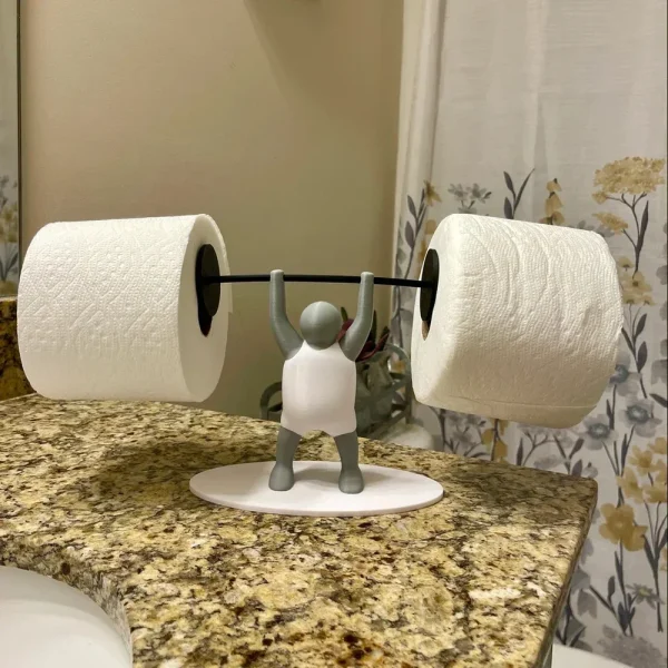 Funny Weightlifting Toilet Paper Holder - Fitness Themed Bathroom Roll Dispenser, Multifunctional Storage Rack bathroom decor 3