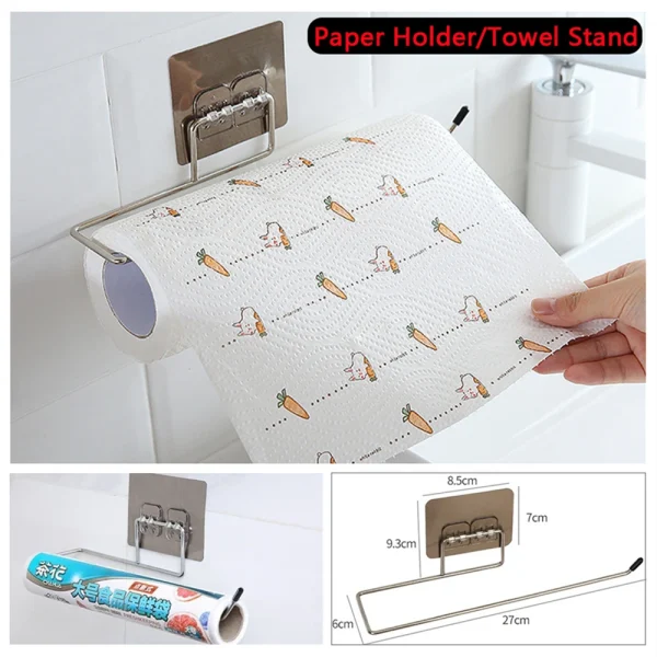 Self Adhesive Toilet Paper Holder For Kitchen Bathroom Towel Napkin Stand Organizer Storage Rack Stainless WC Hanger Accessories 1