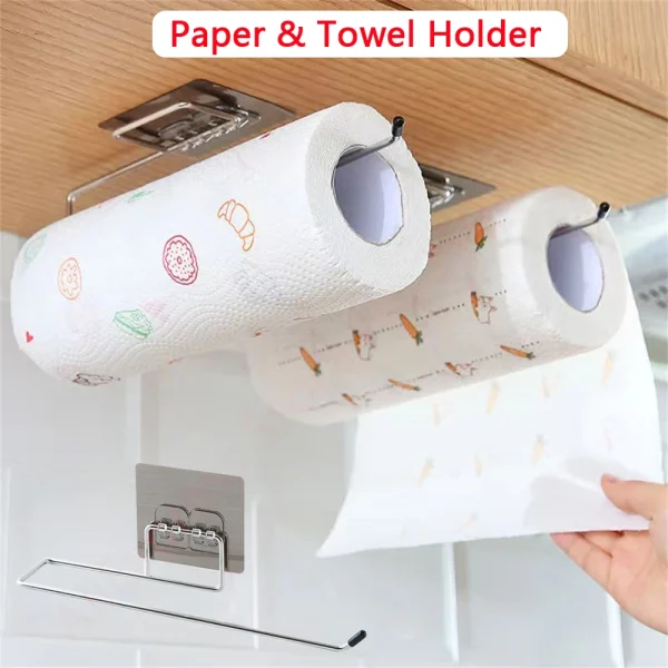 Self Adhesive Toilet Paper Holder For Kitchen Bathroom Towel Napkin Stand Organizer Storage Rack Stainless WC Hanger Accessories 2