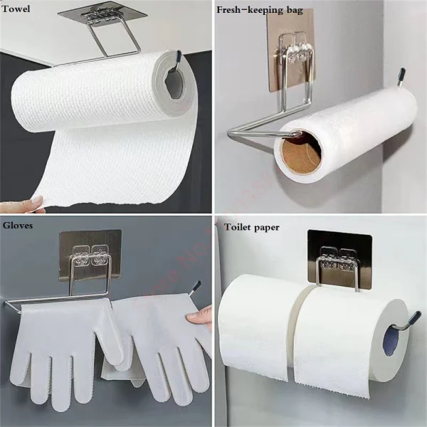 Self Adhesive Toilet Paper Holder For Kitchen Bathroom Towel Napkin Stand Organizer Storage Rack Stainless WC Hanger Accessories 5
