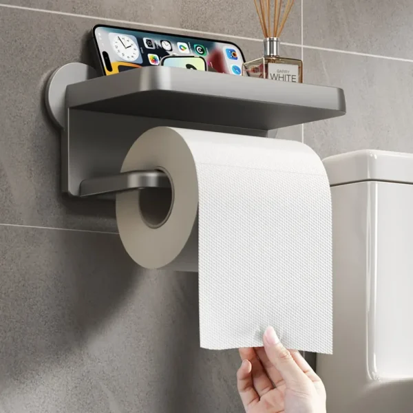 Hot Toilet Paper Holder Stand Wall-Mounted Toilet Paper Dispenser Kitchen Bathroom Storage Rack For Tissue Box Shelf Phone Holde 1
