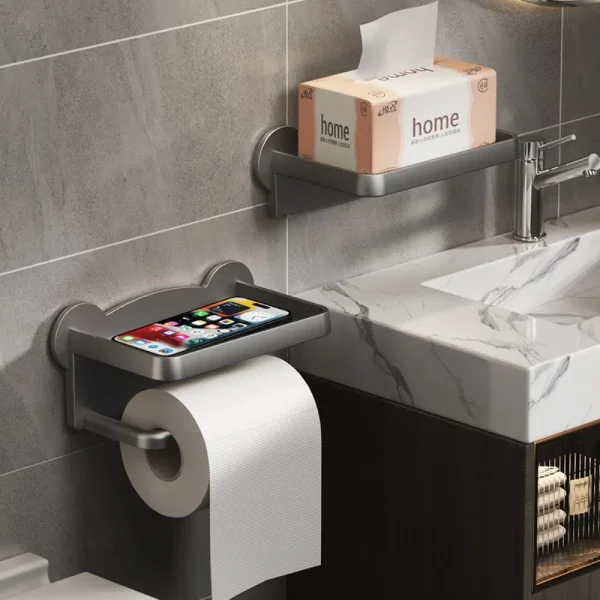 Hot Toilet Paper Holder Stand Wall-Mounted Toilet Paper Dispenser Kitchen Bathroom Storage Rack For Tissue Box Shelf Phone Holde 2