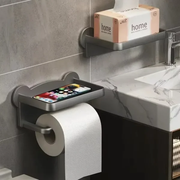 Hot Toilet Paper Holder Stand Wall-Mounted Toilet Paper Dispenser Kitchen Bathroom Storage Rack For Tissue Box Shelf Phone Holde 4