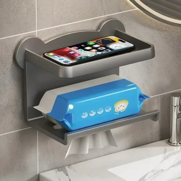 Hot Toilet Paper Holder Stand Wall-Mounted Toilet Paper Dispenser Kitchen Bathroom Storage Rack For Tissue Box Shelf Phone Holde 5