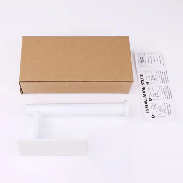 Stainless Steel Paper Holder White Adhesive Wall Mount Stand Kitchen Bathroom Toilet Paper Towel Tissue Roll Shelf Brushed Gold 3