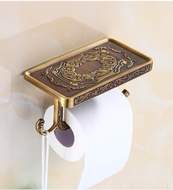 Toilet Paper Holder Wall Mounted Vintage Classic Bathroom Antique Brass Roll Tissue Box Bathroom Accessories 1