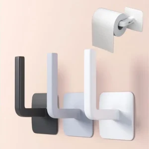 Self-adhesive L-shaped Wall Hook Kitchen Under Cabinet Paper Roll Rack Towel Holder Bathroom Toilet Paper Holders Storage Rack 1