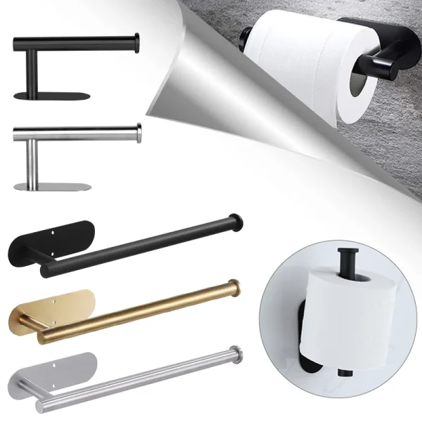 Stainless Steel Paper Towel Holder No Punching Toilet Paper Holder for Bathroom Kitchen Washroom Self Adhesive Towel Holder 1