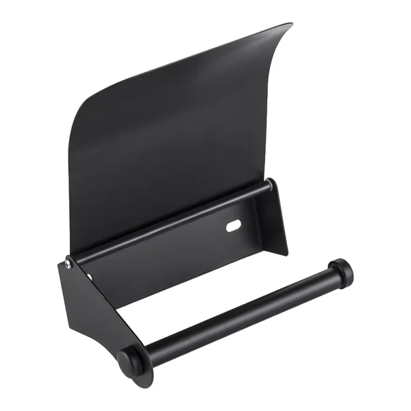 Bathroom Stainless Steel Black Toilet Roll Paper Holder Wall Mount with Curve Cover Bathroom Single Roll Paper Holder with Screw 5