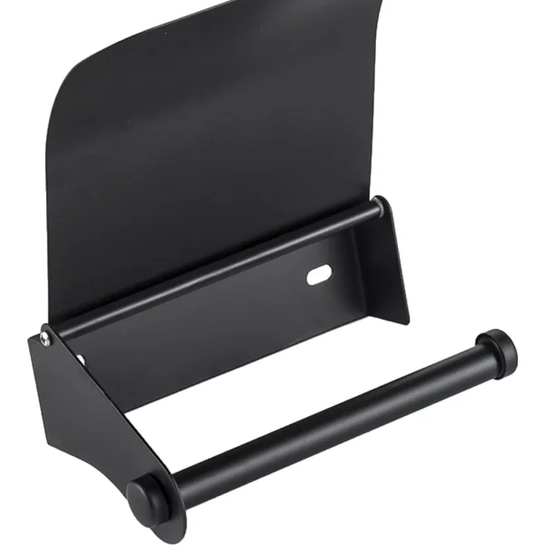 Bathroom Stainless Steel Black Toilet Roll Paper Holder Wall Mount with Curve Cover Bathroom Single Roll Paper Holder with Screw 6