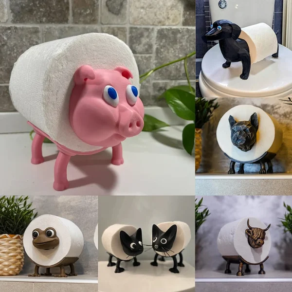 Pig Toilet Roll Holder, Frog Toilet Paper Roll Holder, 3D Printed Tissue Paper Storage Stand, Cute Bathroom Decor 2