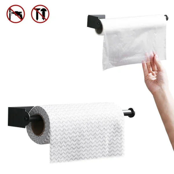 Self Adhesive Toilet Paper Holder Wall Mount No Punching Stainless Steel Tissue Towel Roll Dispenser for Bathroom Kitchen 2