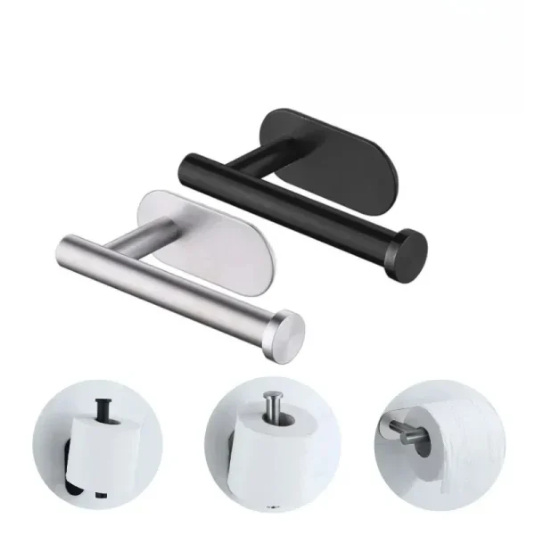 Self Adhesive Toilet Paper Towel Holder Stainless Steel Wall Mount No Punching Tissue Towel Roll Dispenser for Bathroom Kitchen 1