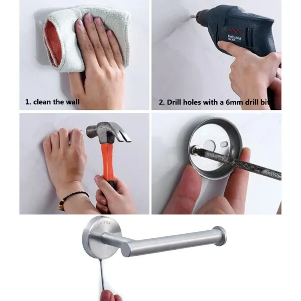 Stainless Toilet Roll Paper Towel Holder  Rack hanger wall mount drill Gold silver black Bathroom Tissue wc  Organizers 5