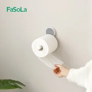 FaSoLa Toilet Paper Holder Self Adhesive Round Tissue Roll Holders Wall Mount Toilet Paper Roll Dispenser Bathroom 1