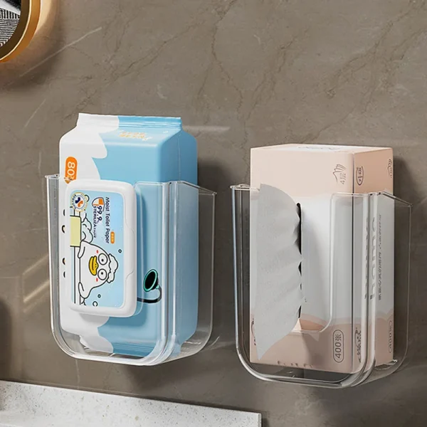 Wall-Mounted Wet Wipe Dispenser - Self-Adhesive Plastic Holder, Large Opening, Strong Load Capacity For Bathroom Tissue Storage 5