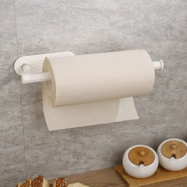 Adhesive Paper Holder ABS for Kitchen Toilet Bathroom Black White Wall Mounted Paper Towel Roll Rack Tissue Storage Holders 4