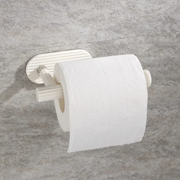 Adhesive Paper Holder ABS for Kitchen Toilet Bathroom Black White Wall Mounted Paper Towel Roll Rack Tissue Storage Holders 5