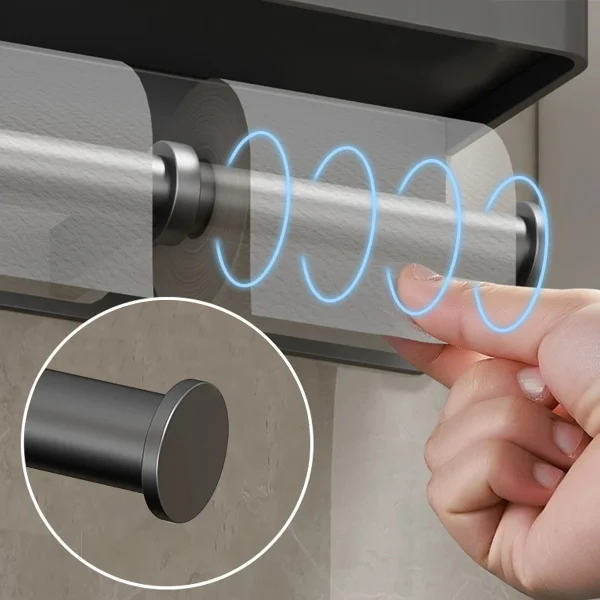 Aluminum Alloy Paper Holder Wall-Mounted Toilet Roll Paper Holder No Drilling Bathroom Kitchen Paper Holder 4