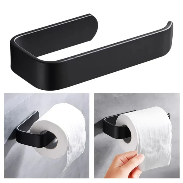 Acrylic Toilet Paper Holder Tissue Rack Wall Mounted Bathroom Kitchen Roll Holder Paper Tissue Rack Hook Modern Black Hanger 5