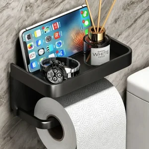 Toilet Paper Holder Wall-Mounted Paper Roll Holder Storage Tray Toilet Organizer Phone Stand Bathroom Accessories 1
