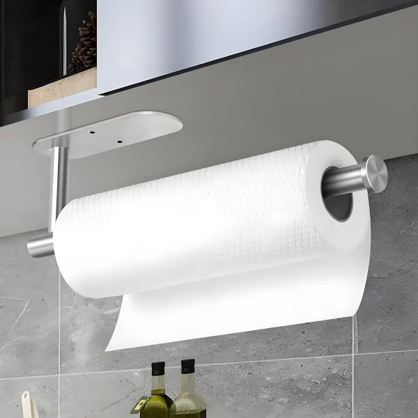 Stainless Steel Paper Towel Holder Self Adhesive Kitchen Roll Paper Holder No Punching Kitchen Bathroom Lengthen Storage Rack 1