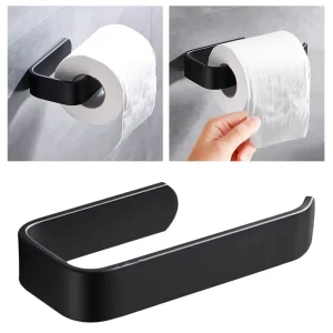 Acrylic Toilet Paper Holder Tissue Rack Wall Mounted Bathroom Kitchen Roll Holder Paper Tissue Rack Hook Modern Black Hanger 1