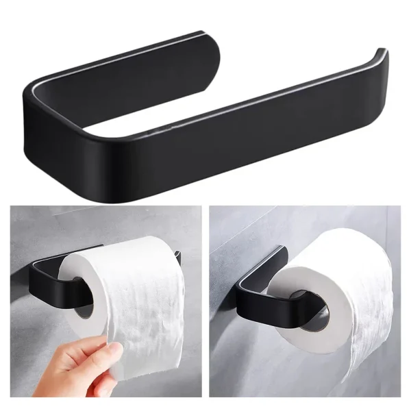 Acrylic Toilet Paper Holder Tissue Rack Wall Mounted Bathroom Kitchen Roll Holder Paper Tissue Rack Hook Modern Black Hanger 3