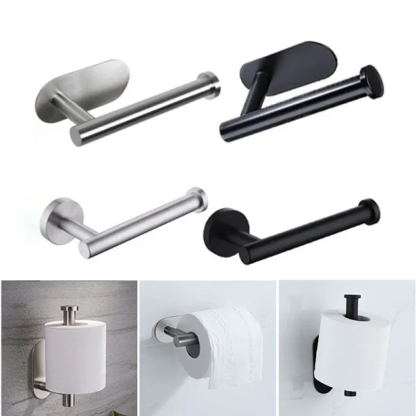 Self-Adhesive Stainless Steel Toilet Roll Paper Towel Toilet wall Mount Holder Organizers Punch-Free Rack Tissue Accessories U26 2