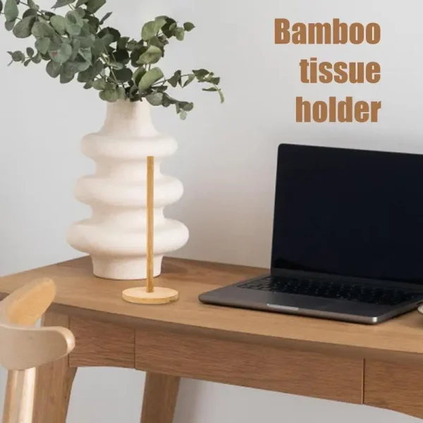 Kitchen Wood Paper Towel Holder Roll Paper Towel Holder Bathroom Tissue Vertical Stand Anti-Skid Base Paper Towel Storage Holder 5
