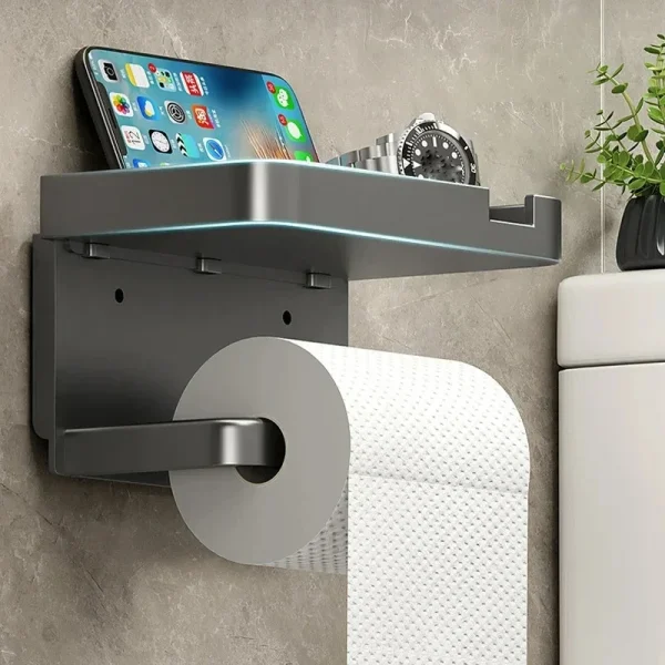 1pc Toilet paper holder, plastic storage rack, kitchen towel holder, seasoning bottle, bathroom wall roll paper 2
