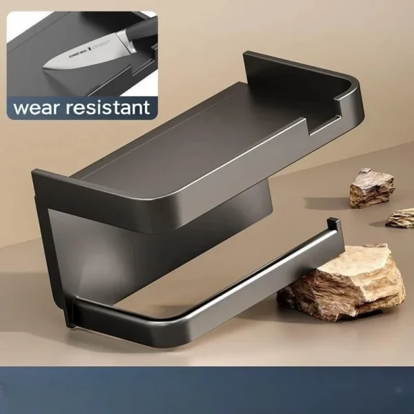 1pc Toilet paper holder, plastic storage rack, kitchen towel holder, seasoning bottle, bathroom wall roll paper 3