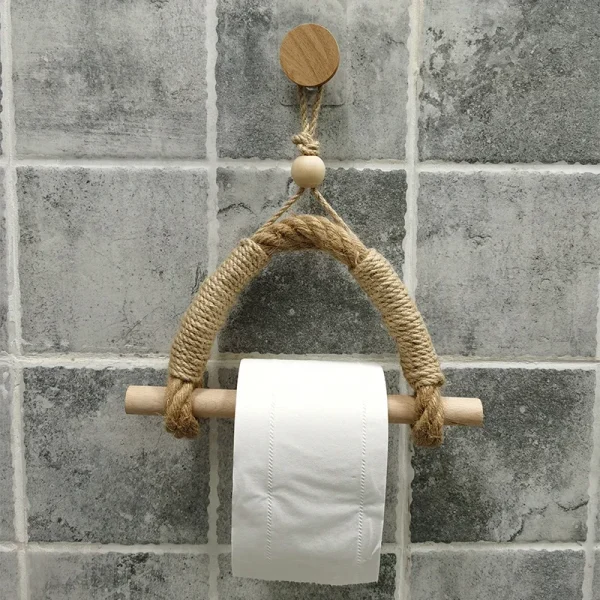 Nordic Wall-mounted Wooden Tissue Holder Bedroom Living Room Paper Towel Holder Bathroom Accessories Toilet Paper Holder Stand 1