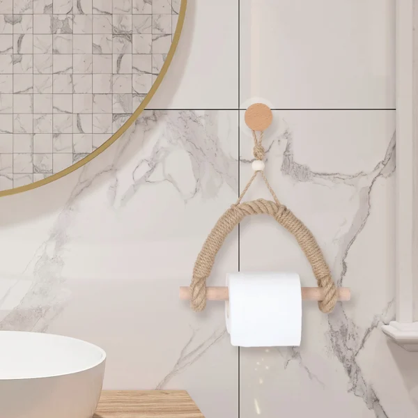 Nordic Wall-mounted Wooden Tissue Holder Bedroom Living Room Paper Towel Holder Bathroom Accessories Toilet Paper Holder Stand 2